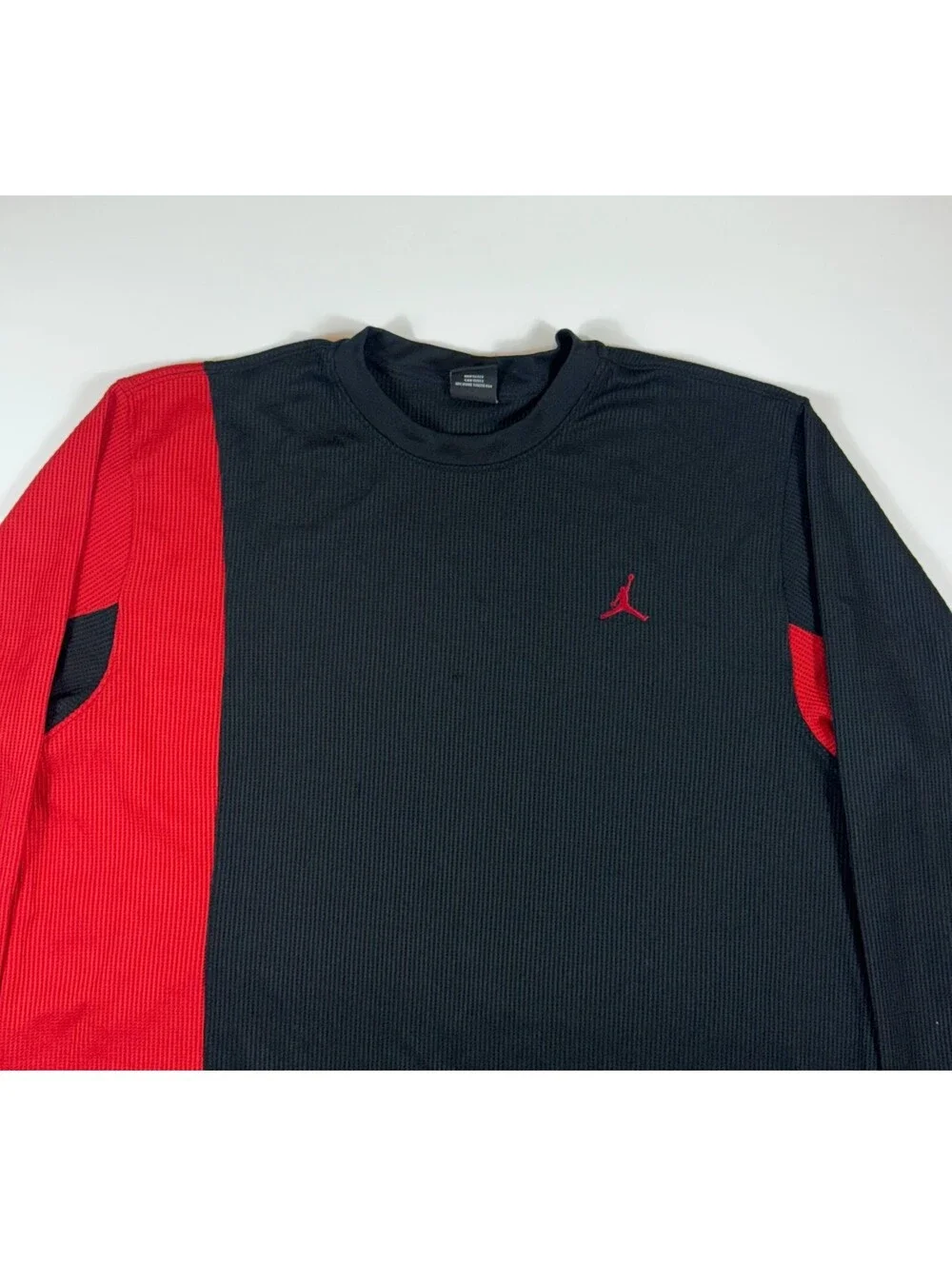 Jordan 20 05 Thermal Shirt Mens Large Black Red Waffle Knit Long Sleeve